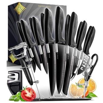 Comprar Set de 13 cuchillos + tijeras de cocina + pelador + afilador