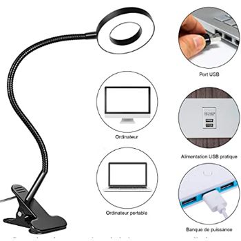 Lámpara de escritorio LED con clip
