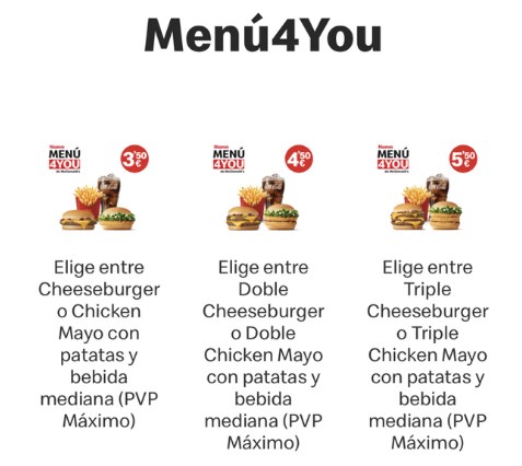 comprar McDonalds menu 4 you
