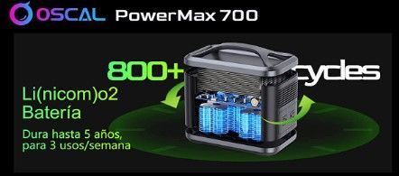 Generador solar portátil Oscal PowerMax 700 a 349,99€ en Amazon 1